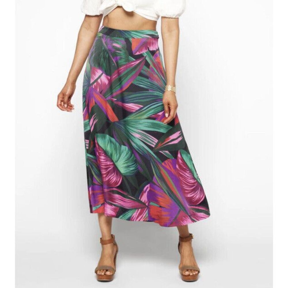 Farm Rio Midnight Leaves Midi‎ Skirt  Sz S - $145 NWT